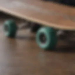 Detailed view of skateboard deck with grip tape