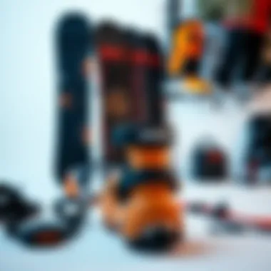 Snowboard equipment laid out for inspection