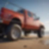 A detailed view of a truck surf rack showcasing its robust construction