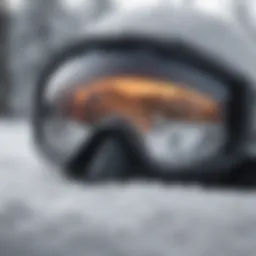 Close-up of advanced lens technology in snow goggles