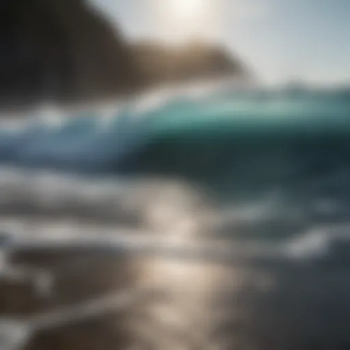 A dynamic ocean scene showcasing powerful waves crashing against the shore