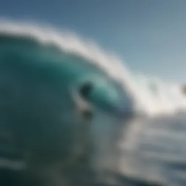 A surfer riding a massive wave, epitomizing the thrill of extreme sports