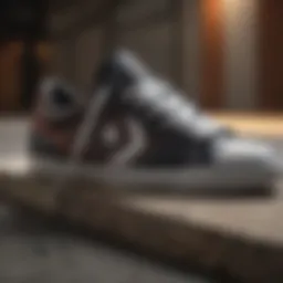 Close-up of Converse Cons skate shoes showcasing intricate design details