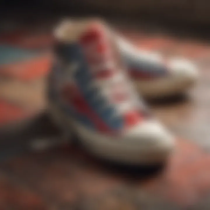 Vintage-Inspired Patchwork Design of Converse Red Heart High Tops