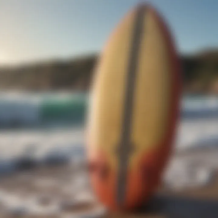 A finished surfboard atop the waves, ready for the ocean adventure