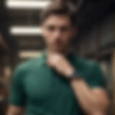 Dark Green Polo Shirt Paired with Classic Watch