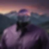 Dark Purple Shirt with Abstract Mountain Design