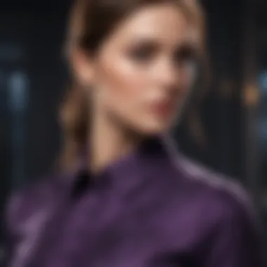 Geometric Elegance: Dark Purple Shirt with Bold Patterns Dark Purple Shirt with Bold Geometric Patterns