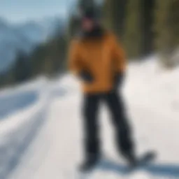 Dickies straight pants in snowboarding action