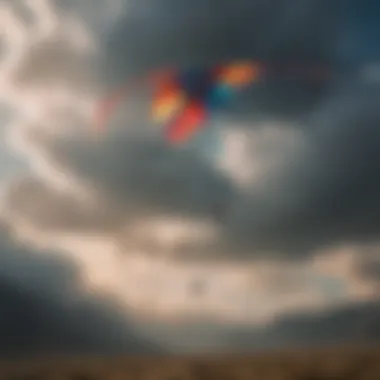 Spectacular Kite Dancing Amidst the Fluffy Cloudscape Dynamic Kite Maneuvering Through Clouds