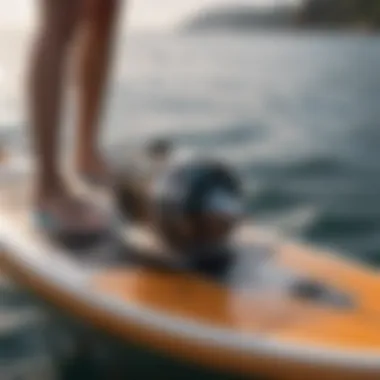 Innovative Electric Motor Technology in Paddleboarding Close-up of electric motor technology