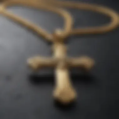 Symbolic representation of a gold cross pendant on a chain