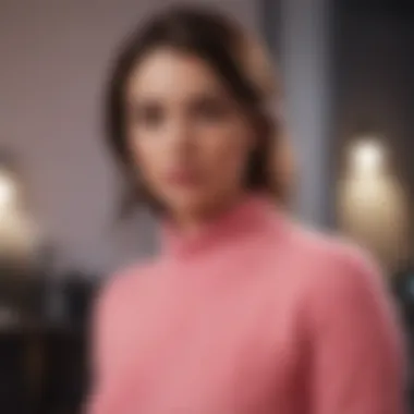 Chic Styling Inspiration Stylish woman wearing a pink chenille sweater with chic accessories