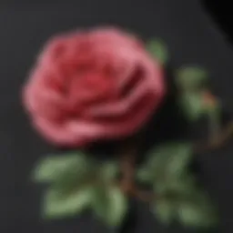 Elegant Rose Embroidery Detail on T-Shirt