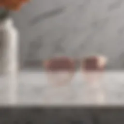 Exquisite rose gold round glasses frame on marble surface