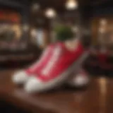 Elegant Crimson Converse in a Cafe Setting