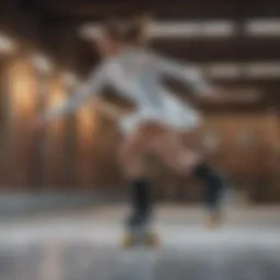 Elegant skater gliding gracefully on 4 wheel skates