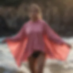 Elegant surf changing poncho in motion