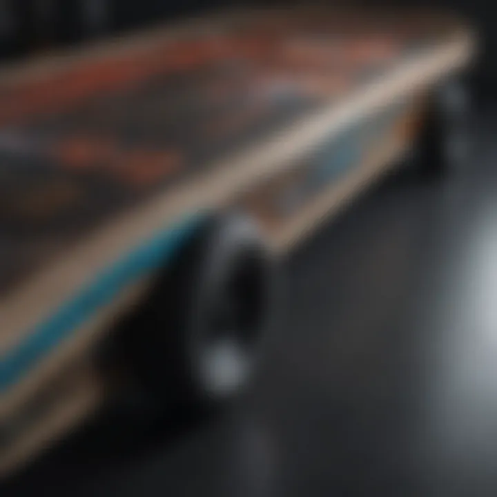 Close-up of Element skateboard deck showcasing intricate graphics and design