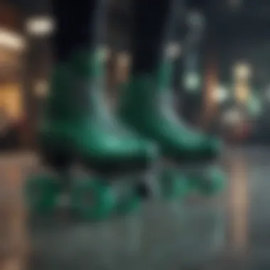 Stylish Spin on Skating Emerald Green Roller Skate Fashion Statement