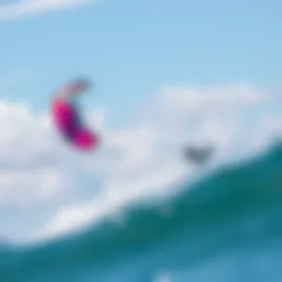 Colorful kiteboarding kite soaring in the sky