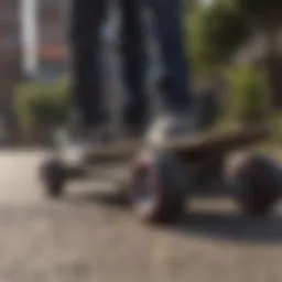 An electric skateboard showcasing different battery types