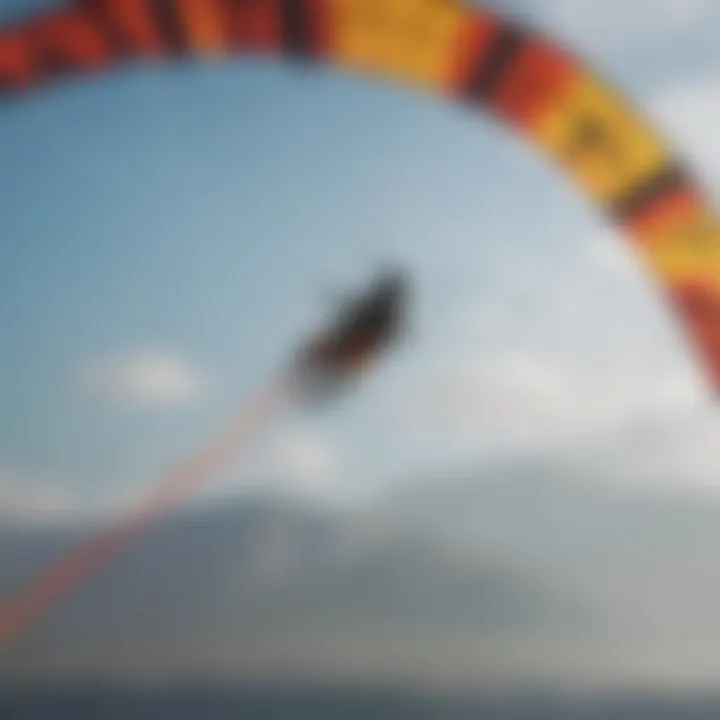 Close-up of intricate kite maneuver during a loop