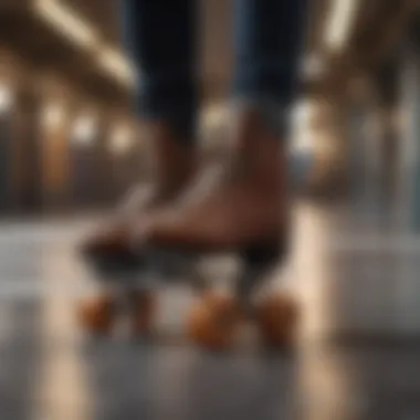 A beginner learning to skate on a smooth surface.