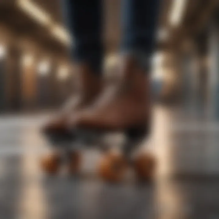 A beginner learning to skate on a smooth surface.