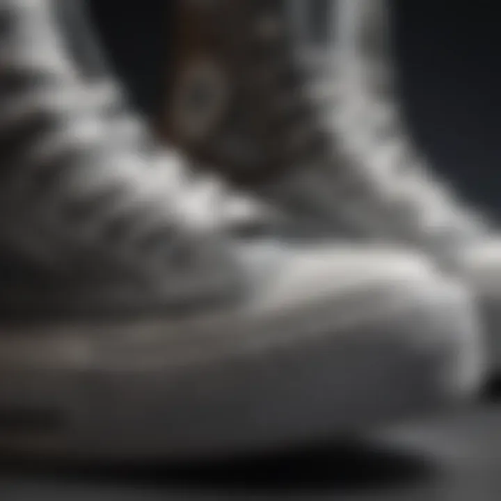 Close-up of premium material used in all-grey Chuck Taylors