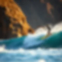 Surfer executing a stylish almond surf maneuver