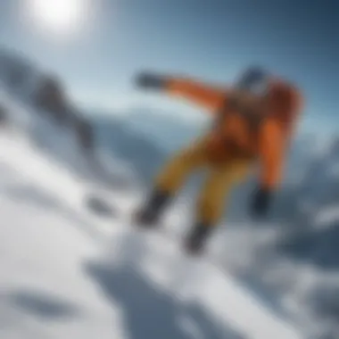 Snowboarder defying gravity in a breathtaking mountain descent