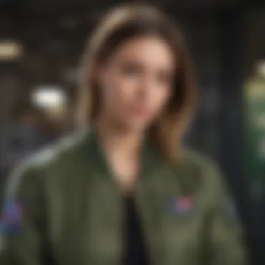 Layering Fashion with an Army Green Bomber Jacket A fashionable individual layering an army green bomber jacket with casual attire.