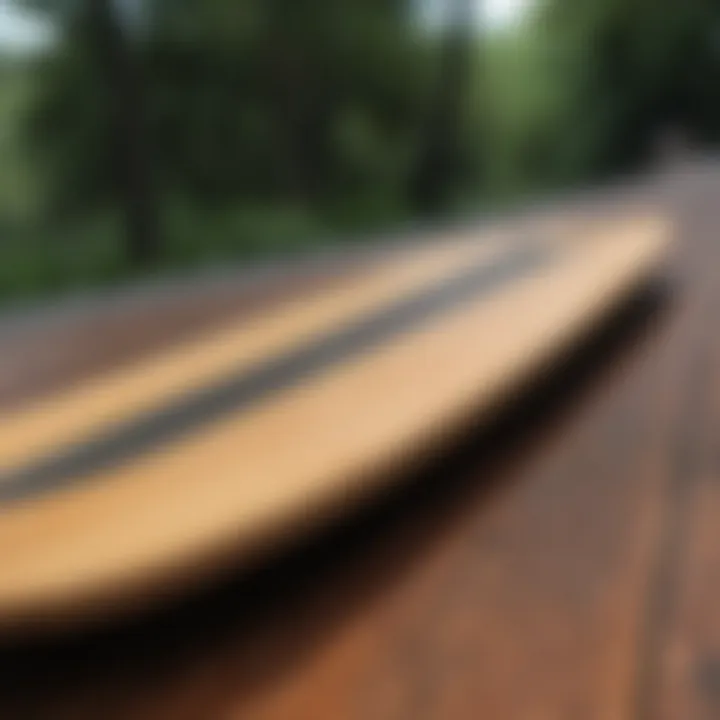 Adult skateboard deck made of bamboo and carbon fiber