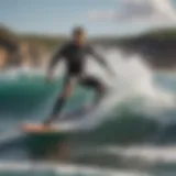A sleek and dynamic kite board cutting through the waves