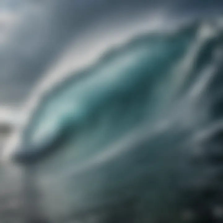 Detailed close-up of water droplets and wave patterns