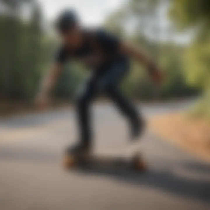 Thrill-seekers enjoying a ride on the Black Hawk electric skateboard, emphasizing its appeal to extreme sports enthusiasts.