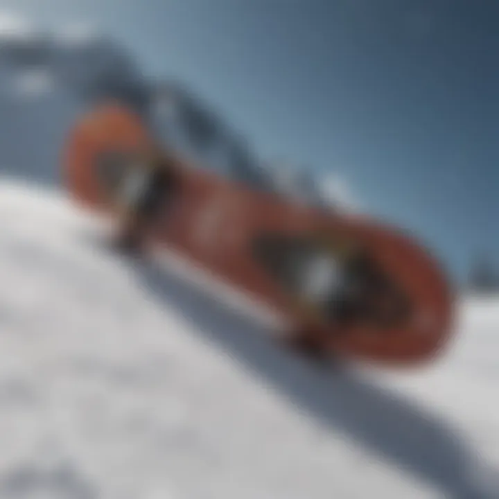 A close-up view of a Burton Custom snowboard showcasing its design.