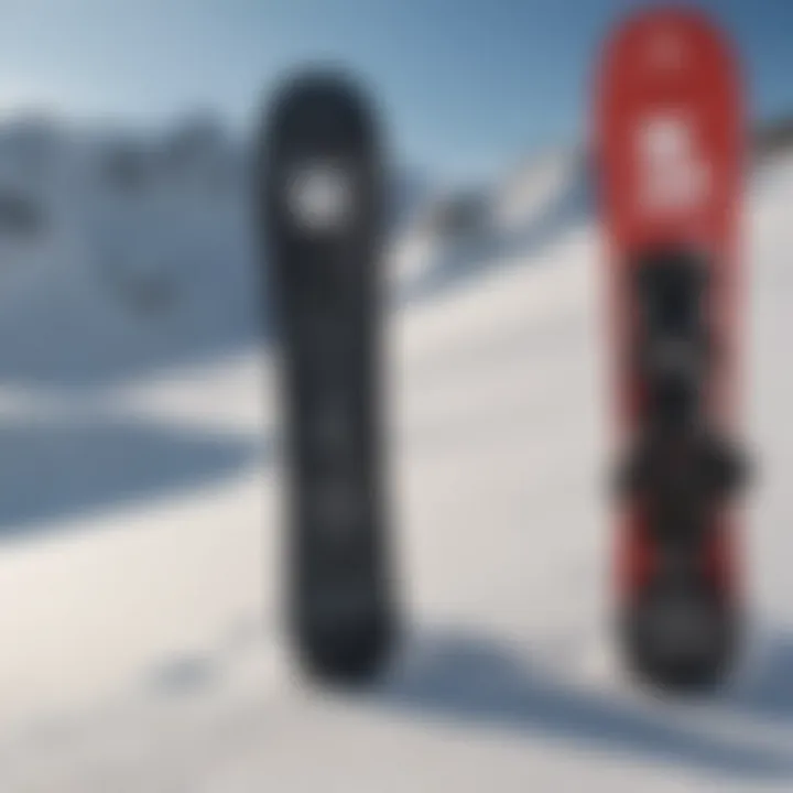 Side-by-side comparison of different Burton Custom snowboard models.