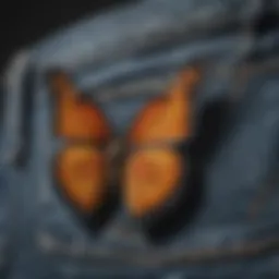 Close-up view of butterfly jeans showcasing unique design elements