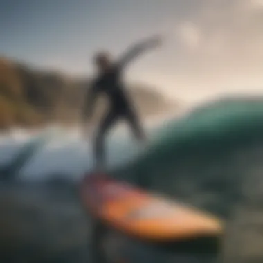 An intense moment of surfing competition, showcasing passion and drive