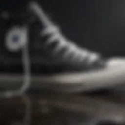 Close-up view of the Converse Chuck Taylor All Star Core Hi Black showcasing its unique design elements