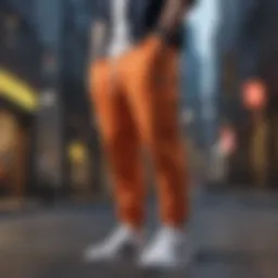 Stylish sweatpants showcased on a modern urban backdrop