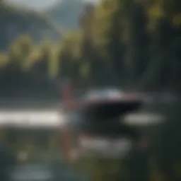 A slingshot wake foil in action on a pristine lake
