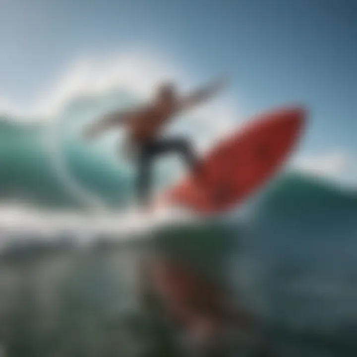 Surfer executing a sharp turn on the crest of a wave