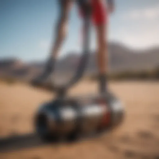 Close-up view of an electric kite pump demonstrating its sleek design and features