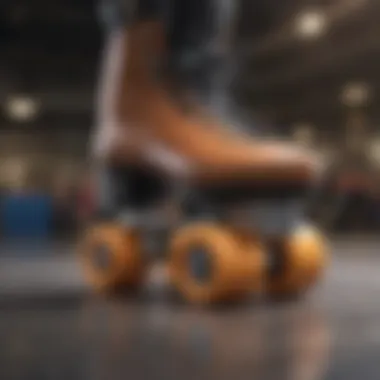 Close-up of comfort-enhancing features on extra wide roller skates