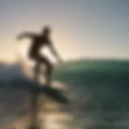 Thrilling surfing experience at sunset