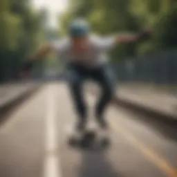 A skater expertly gliding along a flat rail, showcasing balance and precision.