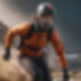 Athlete in motion wearing North Face face covering during extreme sports